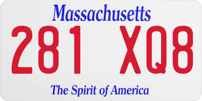 MA license plate 281XQ8