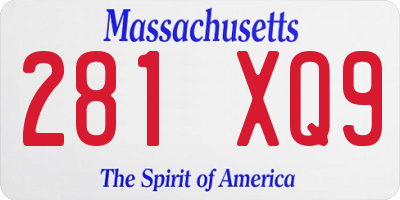 MA license plate 281XQ9