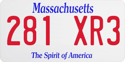MA license plate 281XR3