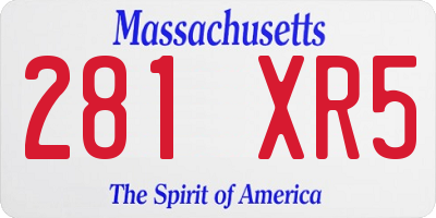 MA license plate 281XR5