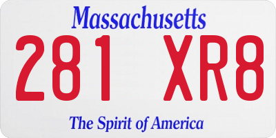 MA license plate 281XR8