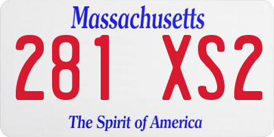 MA license plate 281XS2