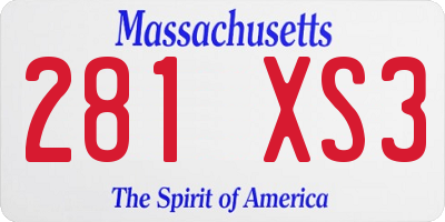 MA license plate 281XS3