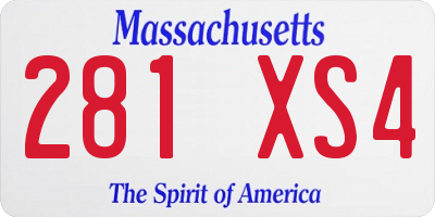 MA license plate 281XS4