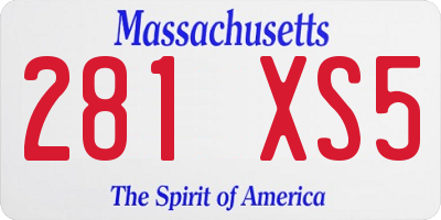 MA license plate 281XS5