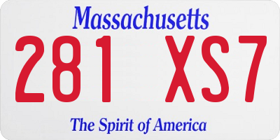 MA license plate 281XS7