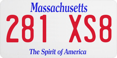 MA license plate 281XS8