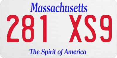 MA license plate 281XS9