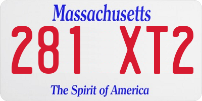 MA license plate 281XT2
