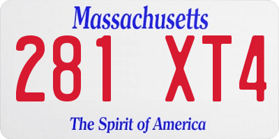 MA license plate 281XT4