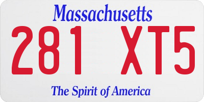 MA license plate 281XT5