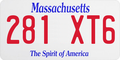 MA license plate 281XT6