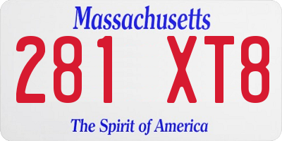 MA license plate 281XT8