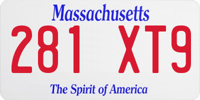 MA license plate 281XT9