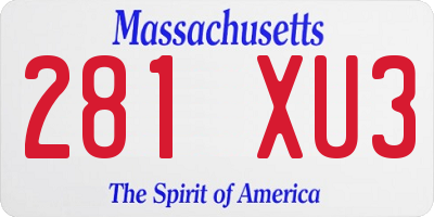 MA license plate 281XU3