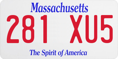 MA license plate 281XU5