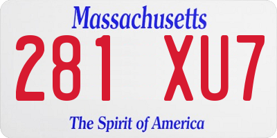 MA license plate 281XU7