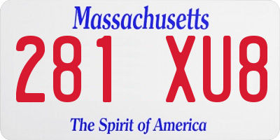 MA license plate 281XU8