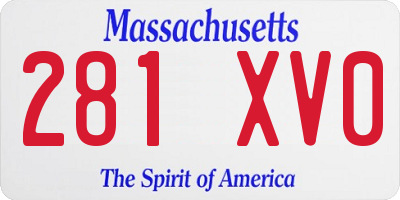 MA license plate 281XV0