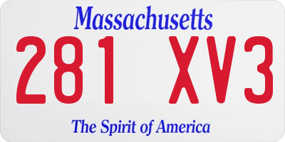 MA license plate 281XV3