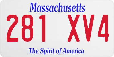 MA license plate 281XV4