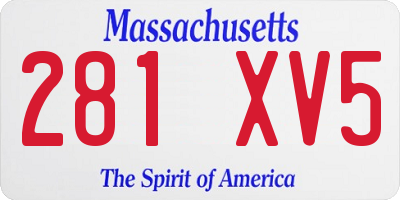 MA license plate 281XV5