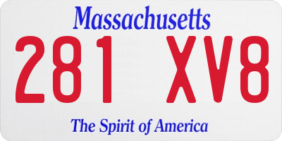 MA license plate 281XV8