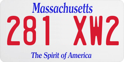 MA license plate 281XW2