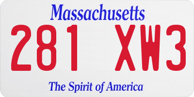 MA license plate 281XW3