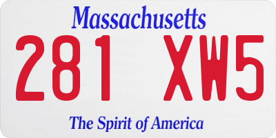 MA license plate 281XW5
