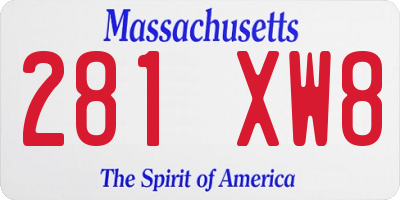 MA license plate 281XW8