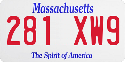 MA license plate 281XW9