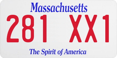 MA license plate 281XX1