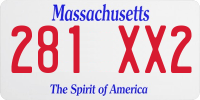 MA license plate 281XX2