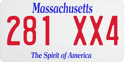 MA license plate 281XX4