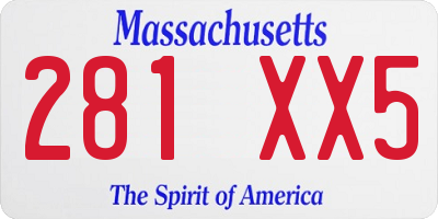 MA license plate 281XX5