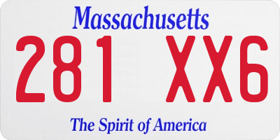 MA license plate 281XX6