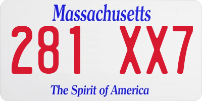 MA license plate 281XX7