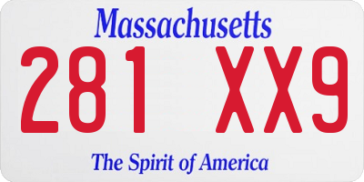MA license plate 281XX9