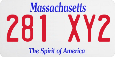 MA license plate 281XY2
