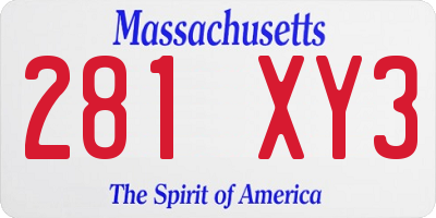 MA license plate 281XY3