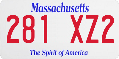 MA license plate 281XZ2