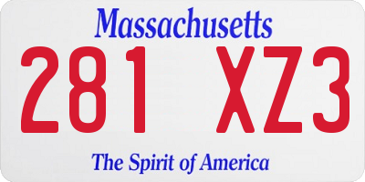 MA license plate 281XZ3