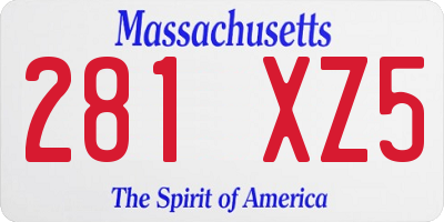 MA license plate 281XZ5