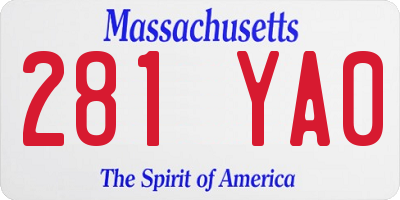MA license plate 281YA0