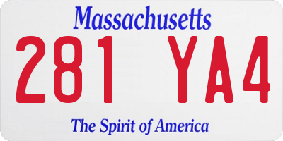 MA license plate 281YA4