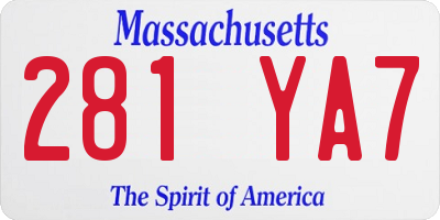 MA license plate 281YA7