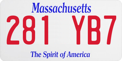 MA license plate 281YB7