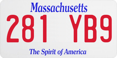 MA license plate 281YB9