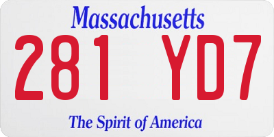 MA license plate 281YD7